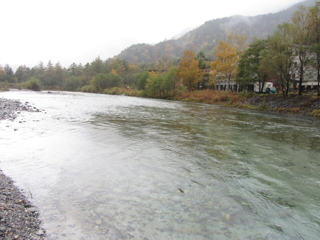 上高地．梓川畔砂石灘