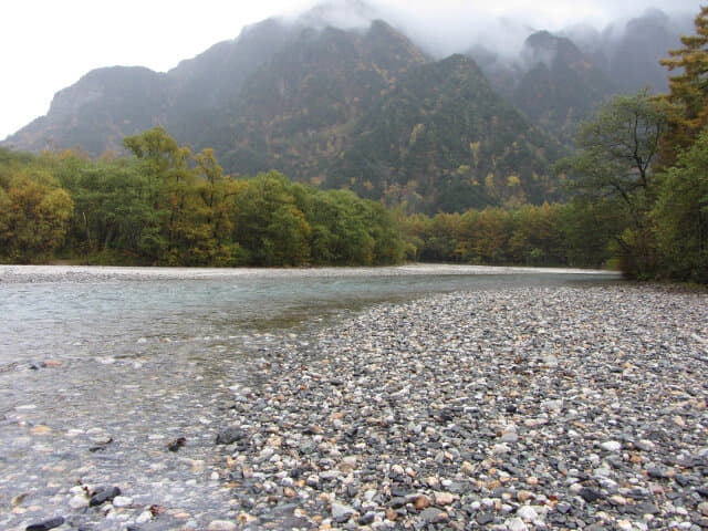 上高地．梓川畔砂石灘