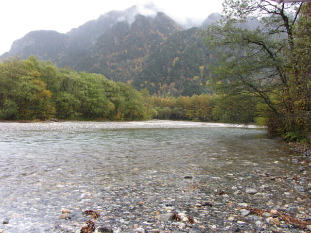 上高地．梓川畔砂石灘