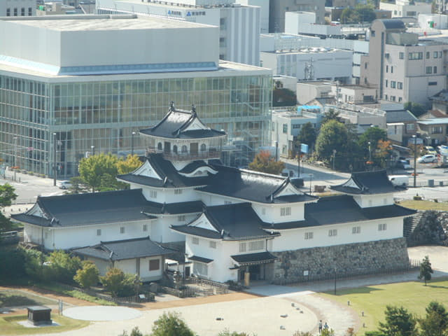 富山市役所展望塔 眺望富山市、富山城址公園