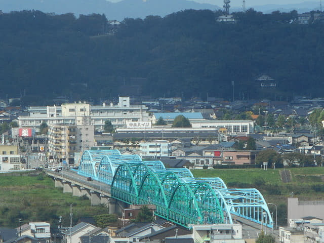 富山市役所展望塔 眺望富山市、神通大橋